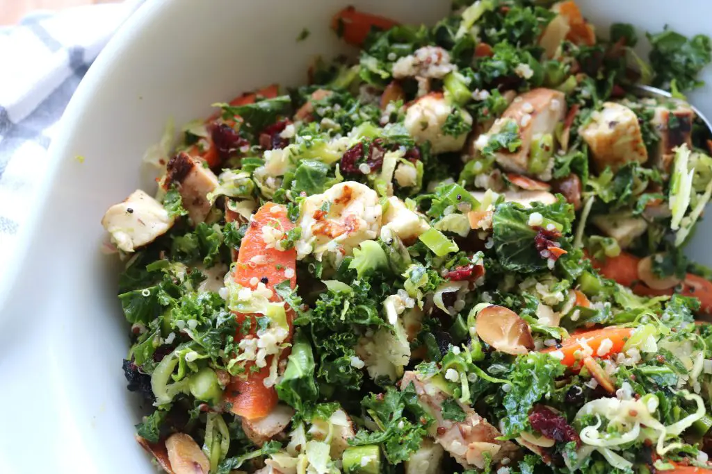 Close-up of Brussels sprouts salad