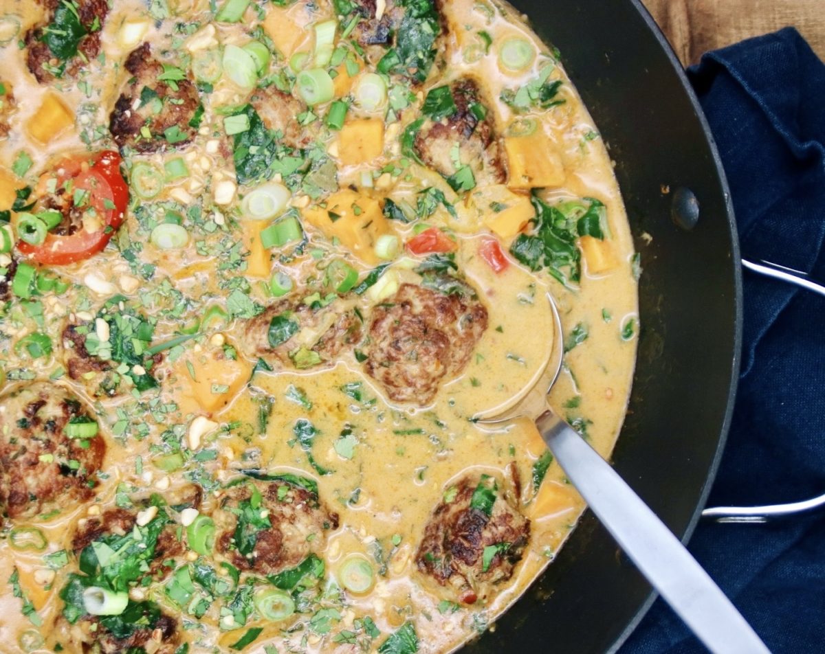 Thai Pork Meatballs in Coconut Curry